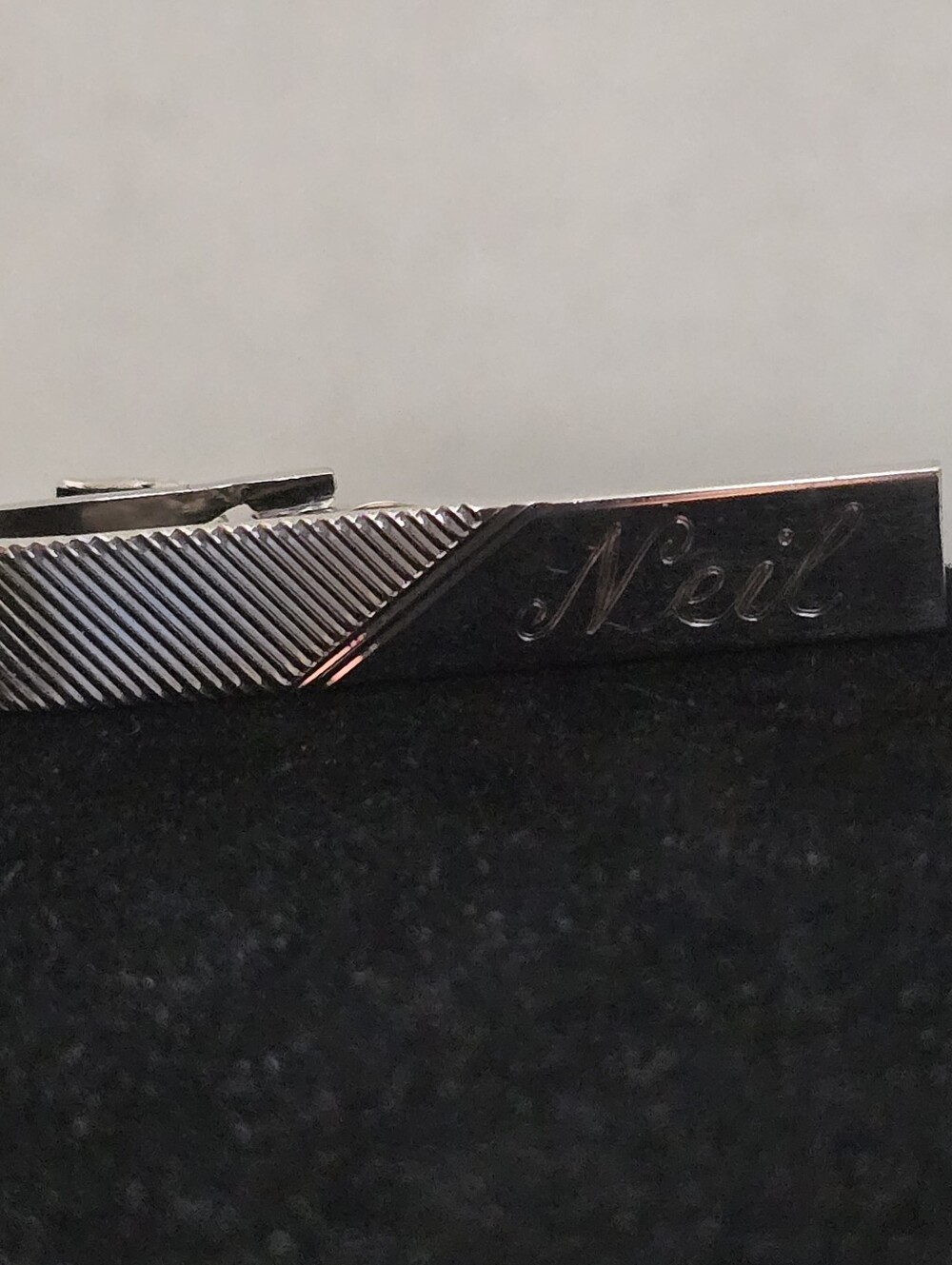 Vintage A&Z Monogramed "NEIL" Sterling Silver Tie Clip 1.65 Inch